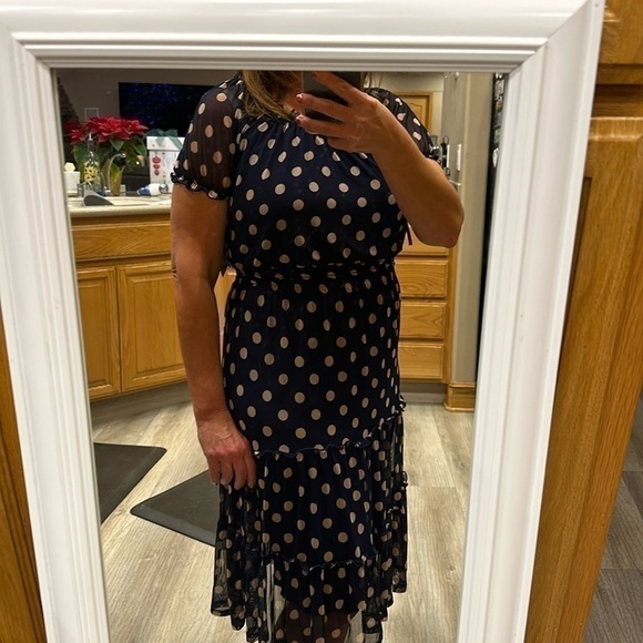 NWT Kate and Lily navy blue with pink dots dress size 4P - Picture 1 of 4